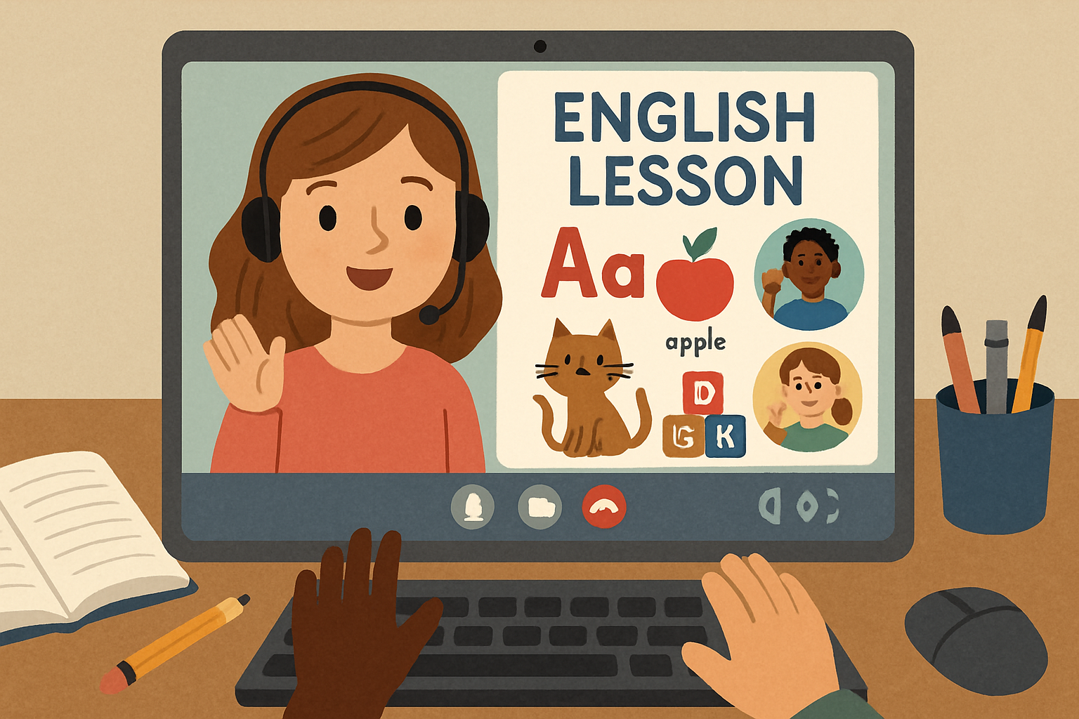 Virtual English language lesson for children