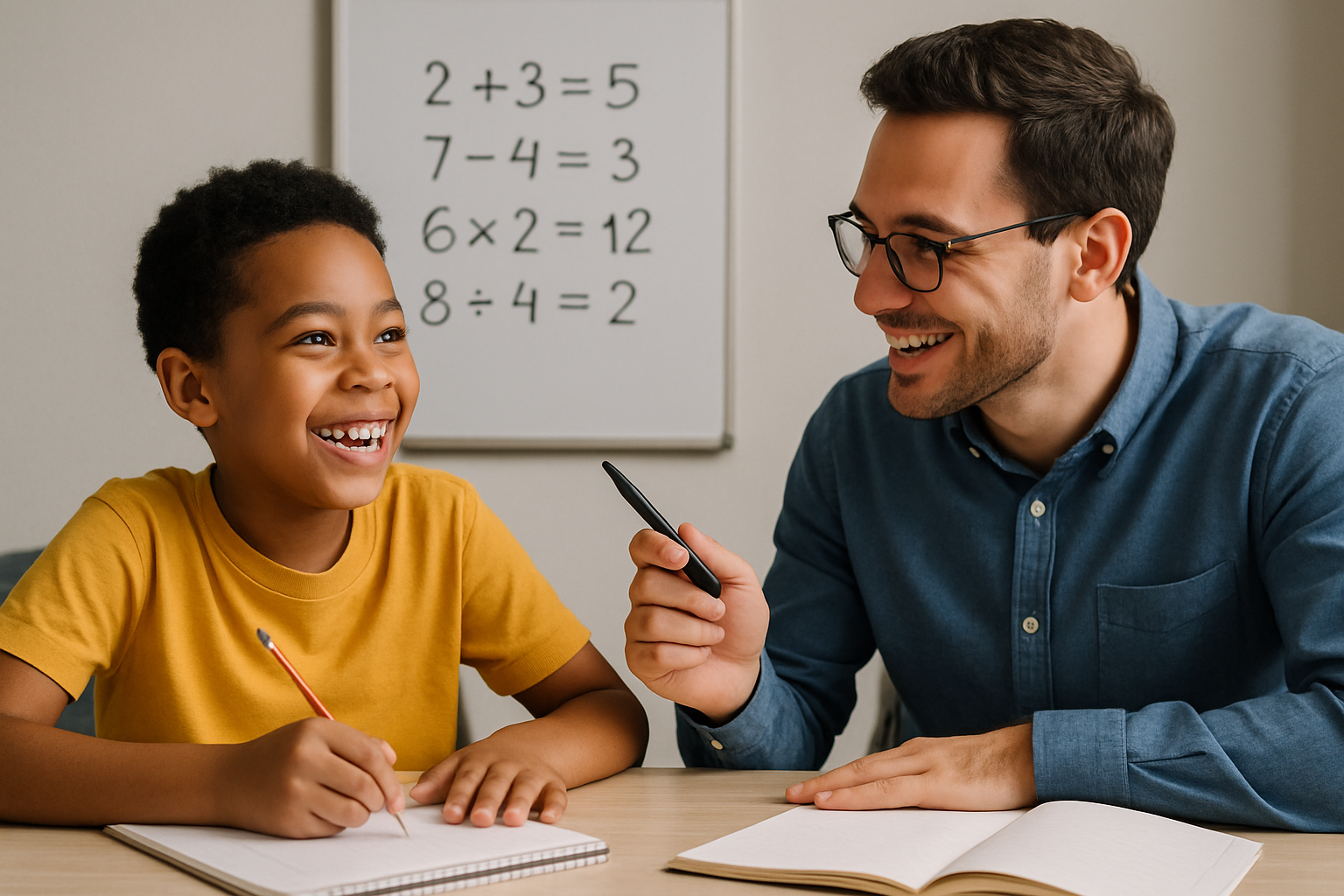 Young learner enjoying mathematics tutoring